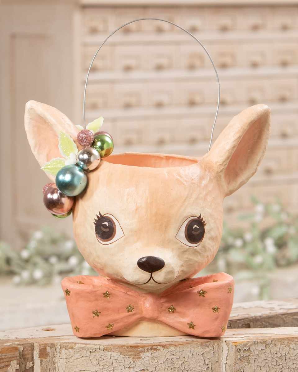 Pastel Fawnie Bucket, Large Holiday Decor